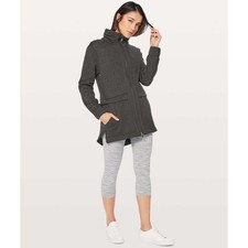 Lululemon Athletica Long Jacket Full Zip Charcoal Gray Mock Neck Women's Size 6
