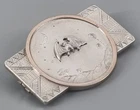 Rare Art Deco Silver Rose Gold Brooch Bat Motif Off Desert At Night AP