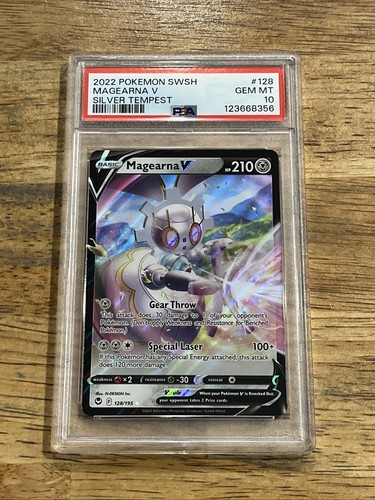 GRADED PSA 10 2022 Pokemon SWSH Magearna V Silver Tempest #128