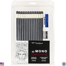 Tombow 51523 MONO Drawing Pencil Set, Assorted Degrees, 12-Pack. Professional