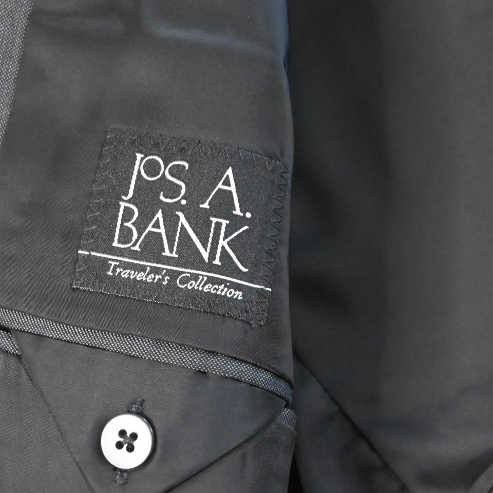 Jos A Bank 43R 36x32 Gris Ojo de Pájaro 100% Lana Hombre Chaqueta Pantalones Traje Foto 4 de 4