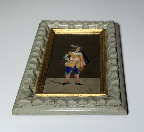 Antique ITALIAN Stone PIETRA DURA MUSKETEER FRAMED PLAQUE 19th Century - Picture 3 of 4
