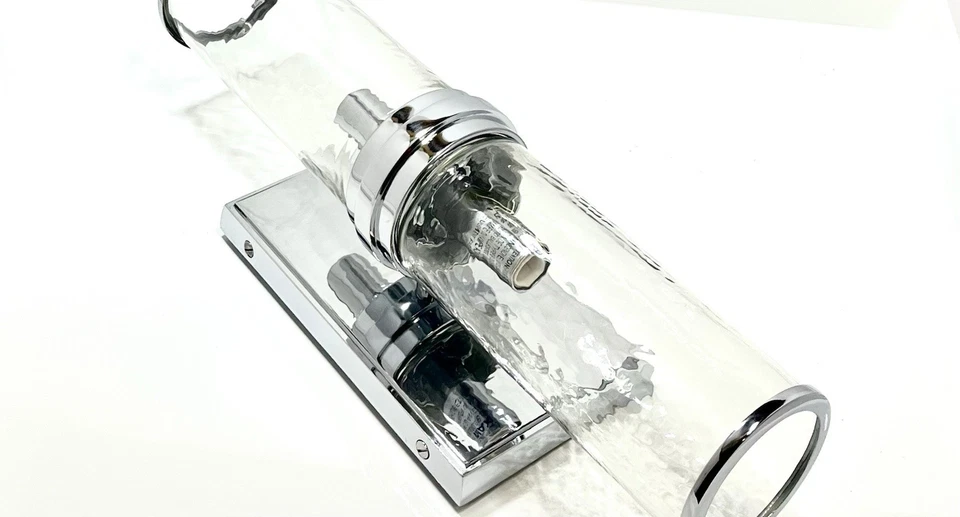 Arandela Cromada Pottery Barn Frey Dupla Martelada Vidro Sombras (2) Nova Reg $229 - Imagem 2 de 4