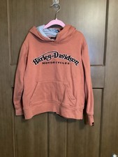 Harley Davidson Youth Boys Hooded Sweatshirt Pull Over Orange Size 7