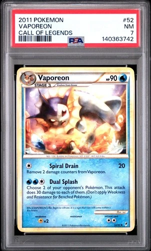 2011 POKEMON CALL OF LEGENDS #52 VAPOREON PSA 7