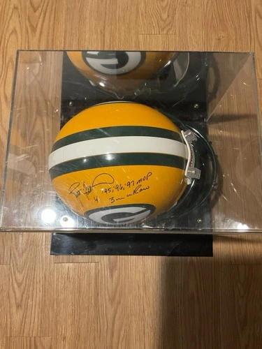 Brett Favre Green Bay Packers Autographed Helmet '95-'97 MVP with Display Case