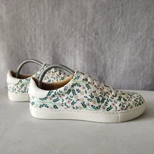 Jack Rogers Shoes Womens 9 White Leather Rory Daisy Flower Print Comfort Sneaker