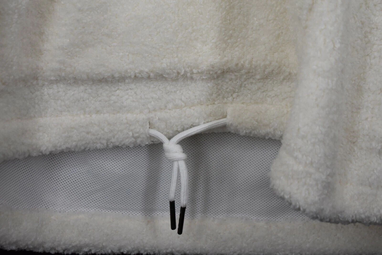 OFF WHITE Felpa con cappuccio Elite Drip donna manica lunga a costola cerniera canguro tasca pelliccia sintetica XL