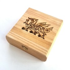 Welsh Dragon Wooden Box 7.5" x 7.5" x 2.75" Free Engraved Personalization