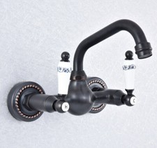 Black Oil Rubbed Brass Kitchen Faucet Bathroom Sink Mixer Tap Wall Mount ssf714