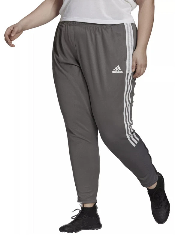 Adidas Women's Tiro 21 Soccer Pants Plus AeroReady Tapered Leg Grey White  GU8199