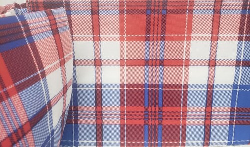 EcoVinyl Peva Kitchen Tablecloth, 52"x70" Oblong, RED, WHITE & BLUE PLAID,Kane - Picture 5 of 14