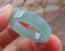 Video Certified Green 100 A JADE Jadeite Rectangle RING USA. 8.5    700607 AS