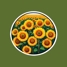 Field of Sunflowers Landscape Garden Countryside 3" Vinyl Sticker Decal