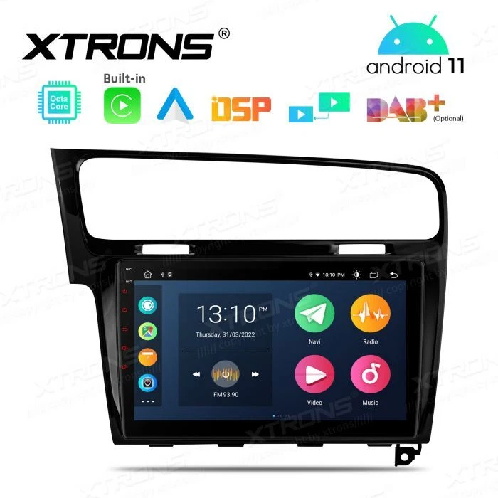 AUTORADIO ANDROID 11 GOLF 7 10 POLLICI STEREO AUTO NAVI GPS WIFI COMANDI VOLANTE - Immagine 2 di 4