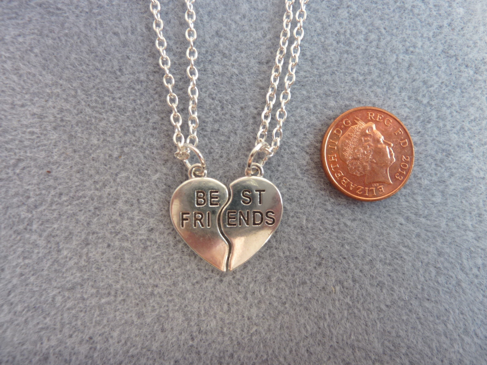 Best Friends Heart Charm Pendant Necklaces 18" Friendship Birthday Gift