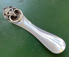 Heavy Vintage Reed  Barton Silver Plated Shoe Horn with Lion Mask Ring Handle