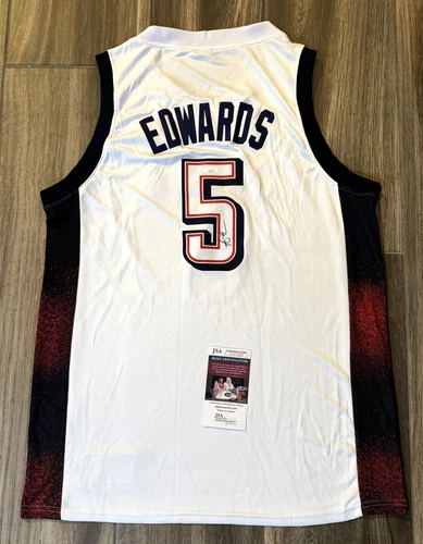Anthony Edwards Signed USA Olympics Jersey Gold Medal 2024 Paris Proof JSA COA