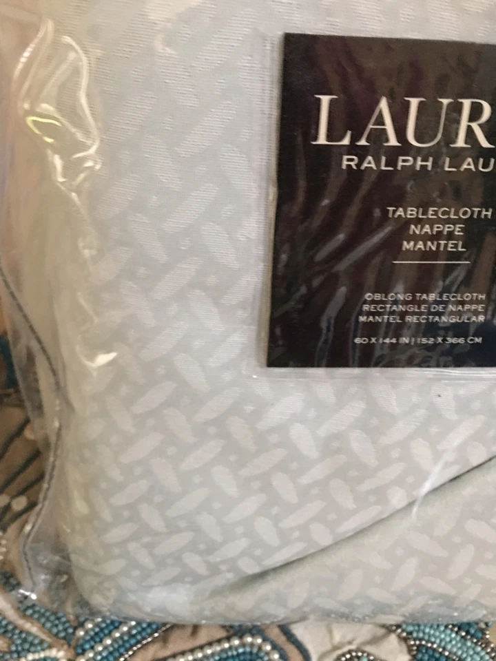 RALPH LAUREN CLARENDON ICE FLOW 60" X 144" Tablecloth  OBLONG bnip - Image 2 of 4