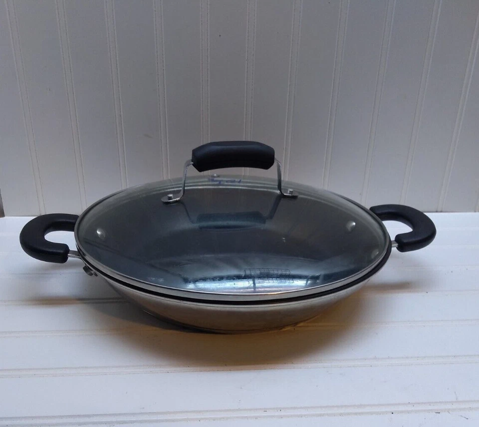 Cook's Essentials 11" Aluminio Antiadherente 2.5 Qt Wok Sartén Braiser Sartén Tapa Foto 2 de 4