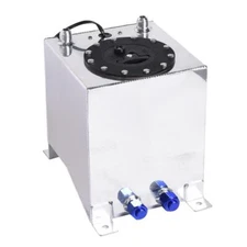 POLISHED ALUMINUM RACING DRIFT FUEL CELL TANK &LEVEL SENDER 2.5 GALLON