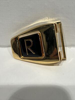 VTG pat pending Initial R Monogram Two Tone Gold Black Belt  display picture 1