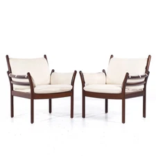 Illum Wikkelsø for CFC Silkeborg MCM Danish Rosewood Genius Lounge Chairs - Pair