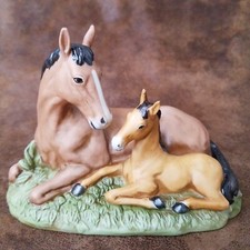 Vintage Homco Porcelain Mare And Foal Figurine 1991 #8859 Horse Colt