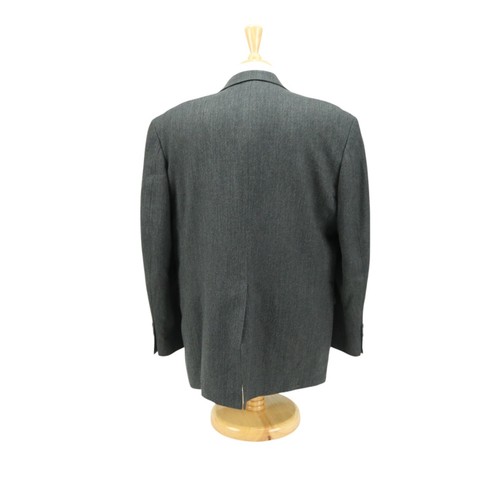 VTG Lands End 100% Lambswool Dark Gray Herringbone Blazer Sport Coat Jacket 44R - Picture 4 of 16