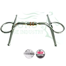Stainless Steel Full Cheek Bit Barrel Copper Roller Snaffle Horse Riding Bit