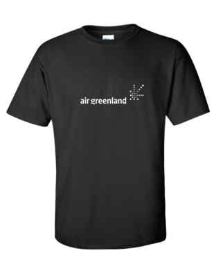 Air Greenland White Retro Logo Greenlandic Airline Black Cotton T-Shirt