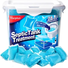 Vacplus Septic Tank Treatment - 24 Packs for 2-Year Supply, Bucket-Packed Septic