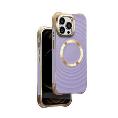 FÜR APPLE IPHONE 13 PRO MAX - GLAM CIRCLE Schutz Case Tasche Hülle MagSafe LILA