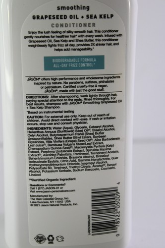 Lot of 2 Bottles Jason Smoothing Grapeseed Oil + Sea Kelp Conditioner 16 fl oz - Picture 3 of 3