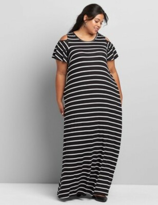 plus size striped maxi dress Womens Plus Size Striped Rib Knit Side Slit Cami Maxi Dress, Tan, Size 1X