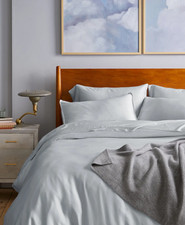 NWOT Quince King Cal King Mist Duvet Cover Set 2 Shams Organic Bamboo