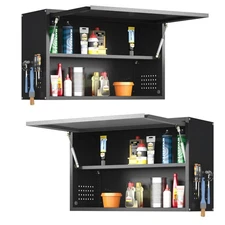Wall Mount Metal Cabinet Garage Kitchen Storage Organizer w/ Adjustable Shelf