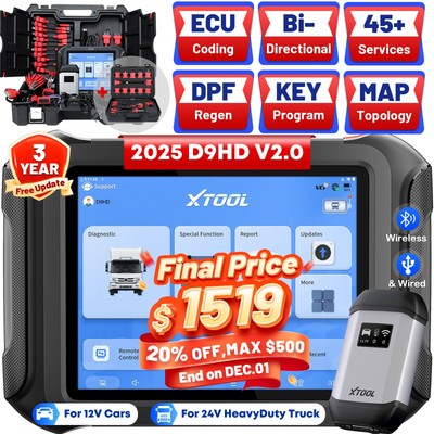 XTOOL D9HD 12V 24V Heavy Duty Truck Scanner All System Diagnostic Tool Topology