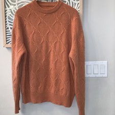 Winter CABLE-KNIT 100 CASHMERE Men's Crewneck Sweater M Perfect Cond Luxury