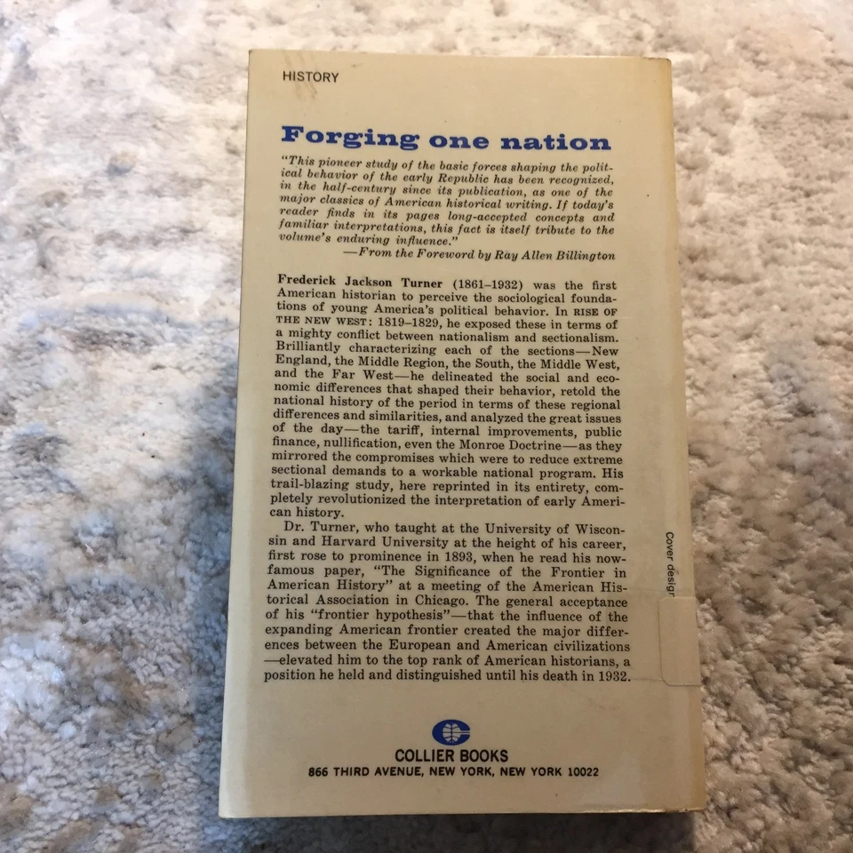 Rise Of The New West 1819–1829 Frederick Jackson Turner 1968 Collier Books - Image 2 of 4
