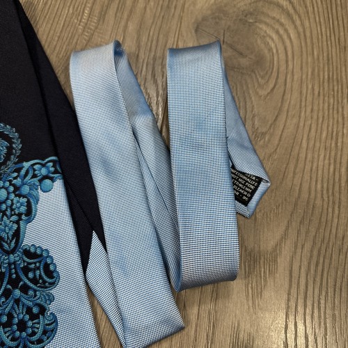 Gianni Versace Blue Medusa Flower Silk Tie Men's Made in Italy - Picture 4 of 8