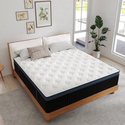 Kviwasha 14'' Memory Foam King Mattress and Spring Hybrid Mattress in a Box