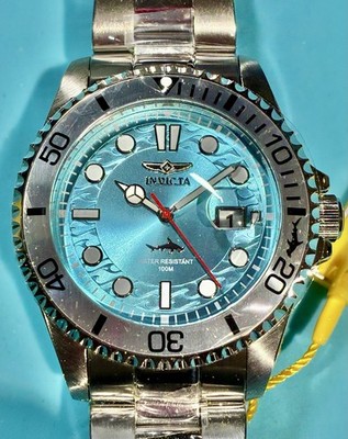 INVICTA PRO DIVER SHARK SERIES 43MM TURQUOISE SKY BLUE DIAL BEZEL STAINLESS NEW!