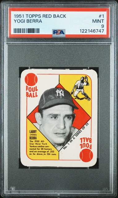 1951 Topps Red Back #1 Yogi Berra PSA 9 Mint Pop 23 None Higher!!