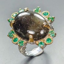 Anello zaffiro nero fatto a mano in argento sterling 925 misura 6,5/R454349