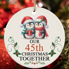 Our 45th Anniversary Christmas Together Ornament 45 Year Penguin Couple In Love