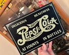 DOUBLE DOT PEPSI COLA SODA COLA DEALER 1950-60SIGN GAS OIL RARE NICE VINTAGE