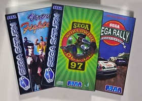 Sega Saturn Games x 3 Worldwide Soccer 97, Virtua Fighter, Sega Rally - PAL VGC