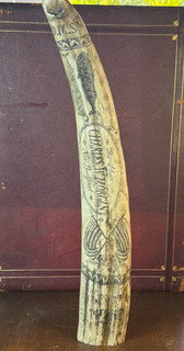 Vintage Sensational Resin Scrimshaw Charles M Morgan Whaling Ship Quite Superb