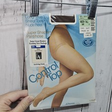 NWT Vintage JCPenney Control Top Super Shaper Pantyhose Taupe Size Queen Tall